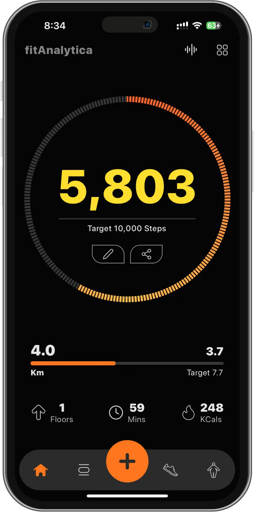 Activity data synced between iPhone and Apple Watch using the fitAnalytica app