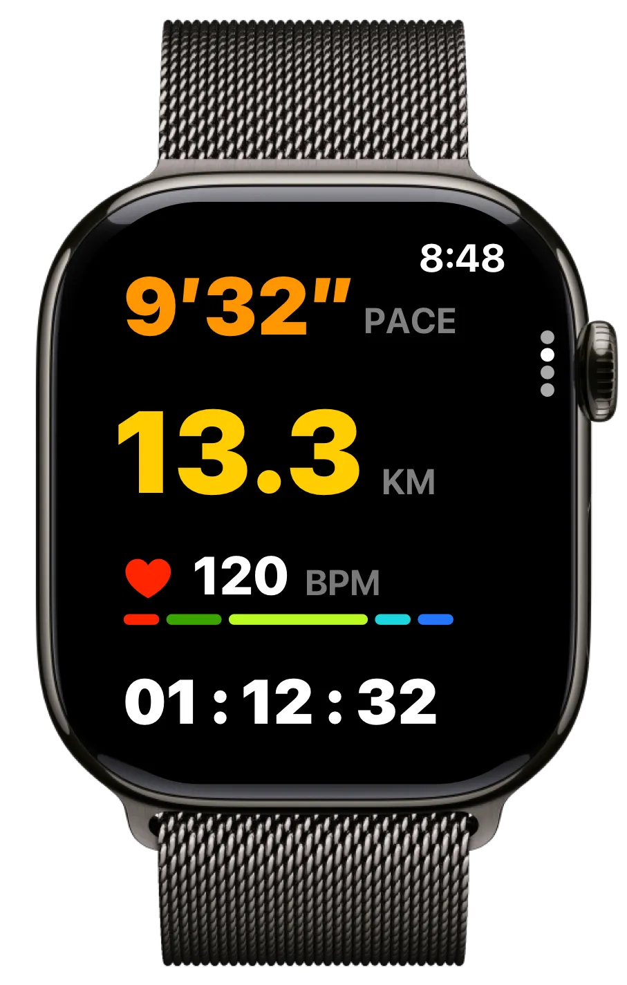Apple Watch actively recording a workout session using the fitAnalytica app
